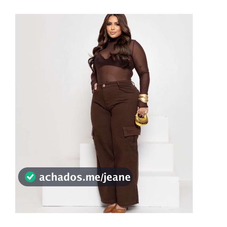 Calça Jeans Feminina Wide Leg Cargo Plus Size Marrom e Preto Grafite