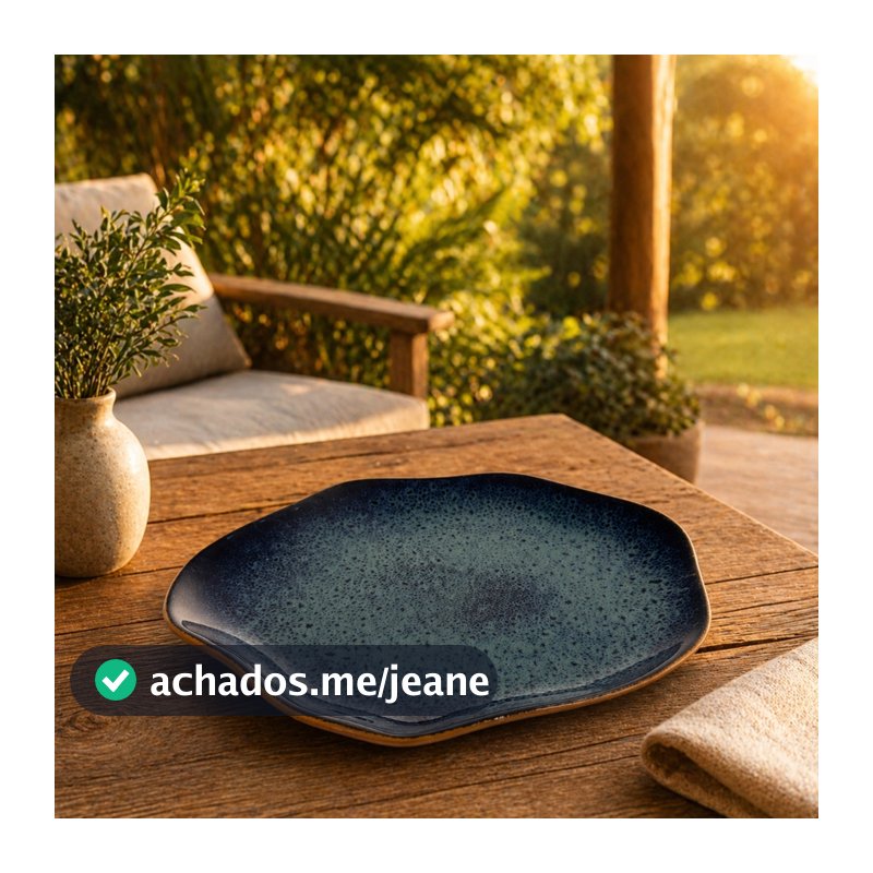 KIT 6 Pratos Raso Cerâmica Premium Estilo Orgânico Sofisticado Ideal Para Refeições