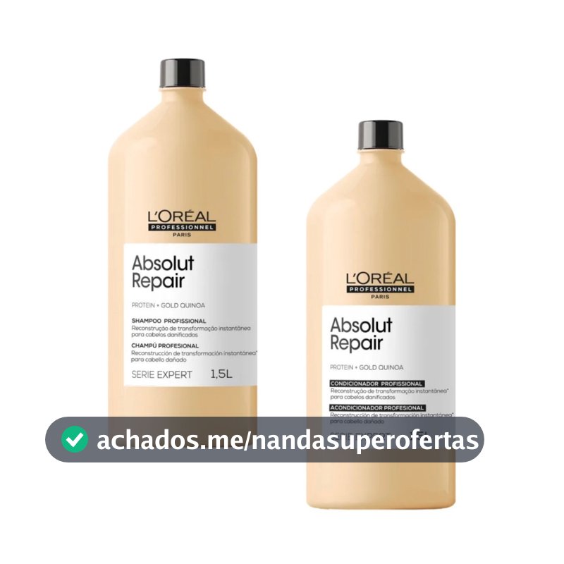Shampoo e Condicionador Absolut Gold Quinoa L'oreal 1,5L Envio Imediato