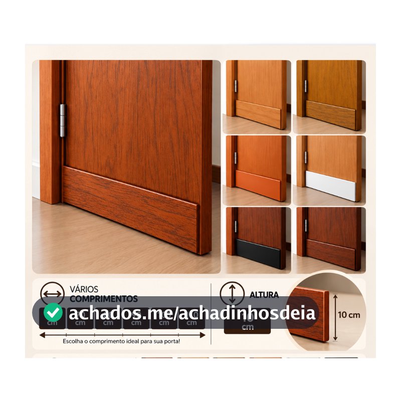 Protetor Salva Porta 3,5cm x 10cm Madeira/Branco/Preto/Galvanizado Não Enferruja