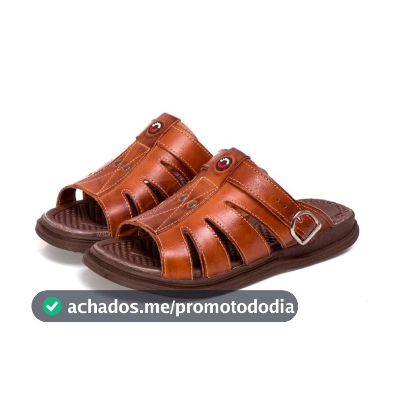 Sandália Chinelo Masculino Couro Legítimo  Anatômico Ortopédico MEGA CONFORTO