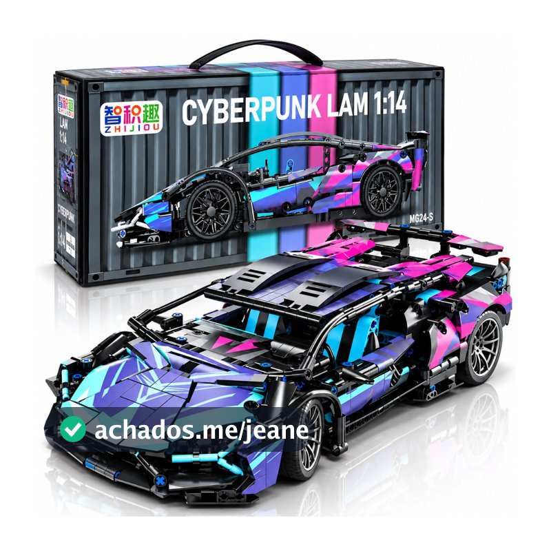 Carro Technic Roxo Blocos de Montar Lamborghini Cyberpunk 576 Peças 1:14 Com Caixa Compatível com Lego