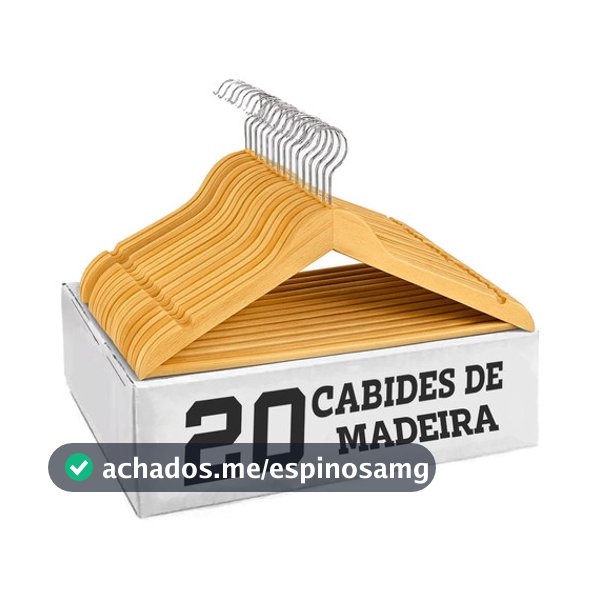 Kit 20 Cabide De Madeira Adulto Grande Antideslizante Marfim Natural Gancho 360° Camisa Calça Jaqueta Blusa
