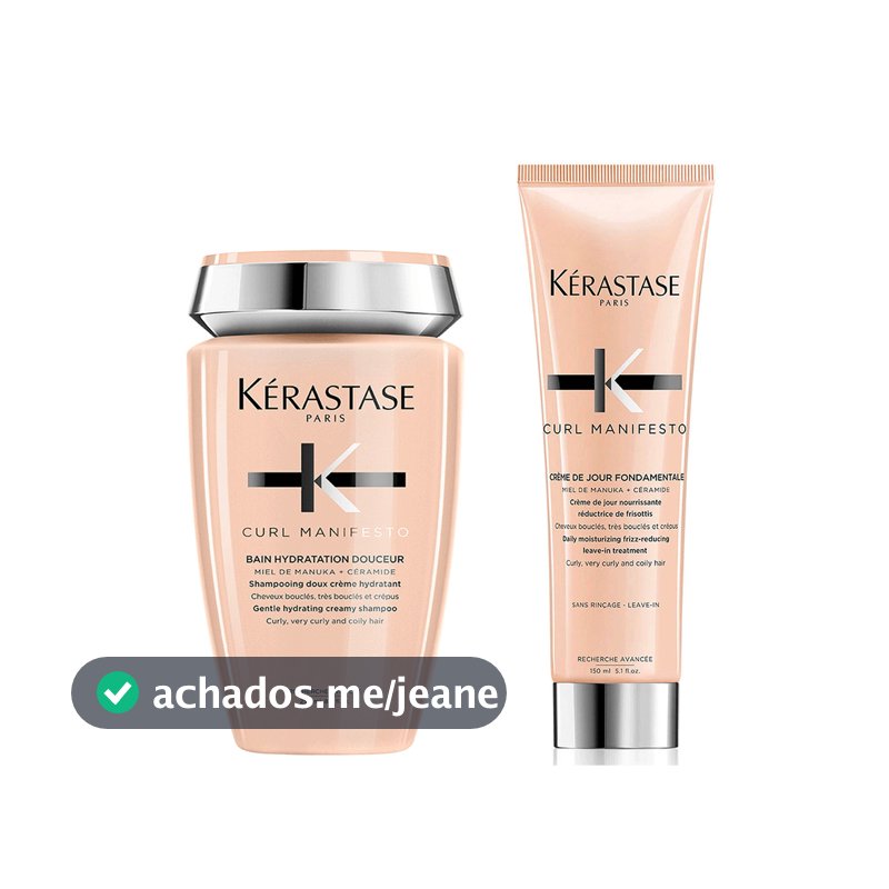 Kit Kérastase Curl Manifesto Leave-in Crème De Jour Fondamentale 150ml + Shampoo Bain Hydratation Douceur 250ml