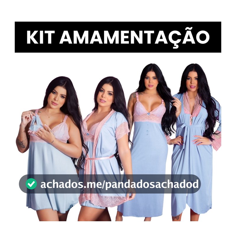 Kit Maternidade 4 Peças Robe e Camisola Amamentação Longa e Curta Gestante
