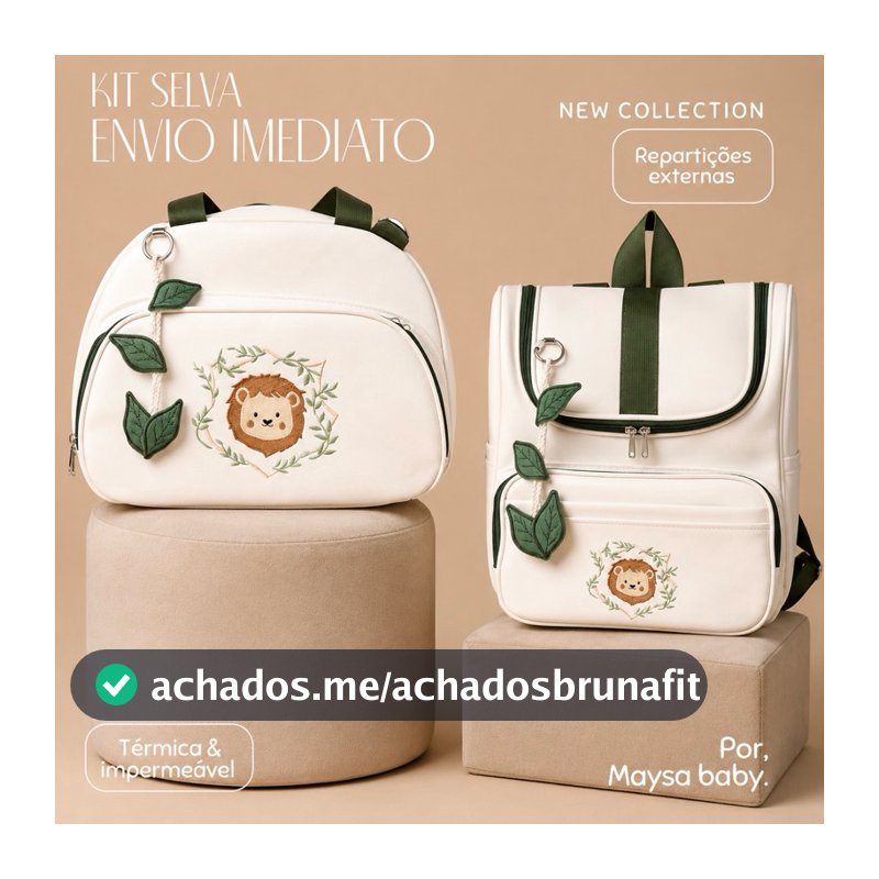 Kit bolsas maternidade 2peças, bolsa e mochila, lançamento coleção selva