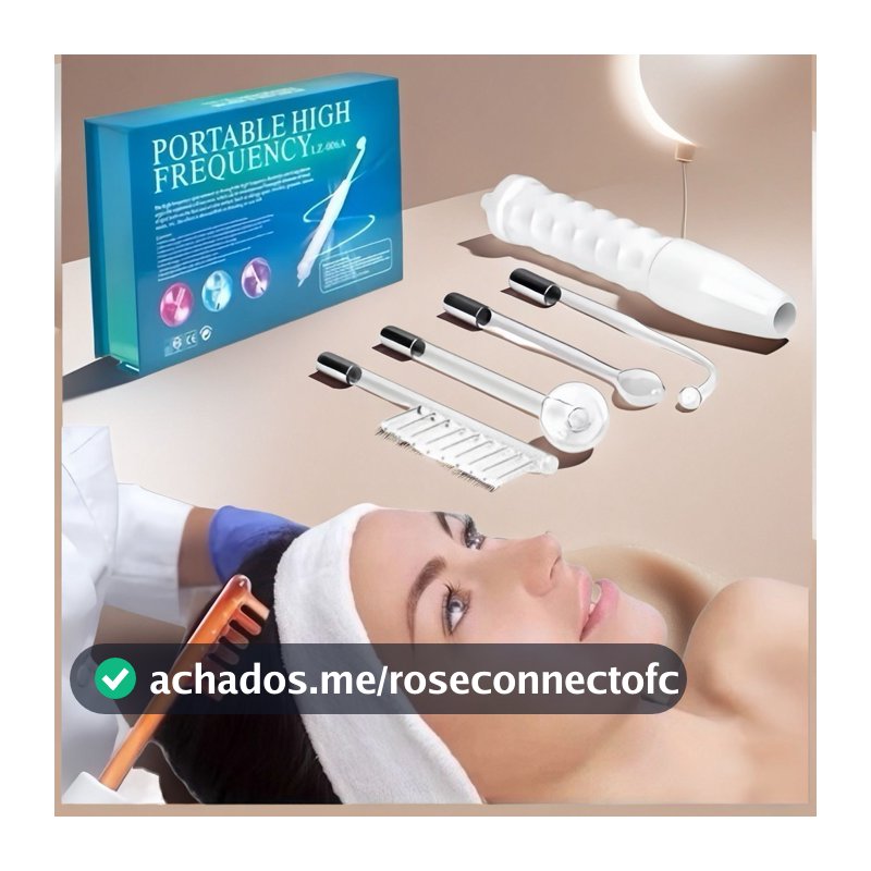 Aparelho Alta Frequência Portátil Para Limpeza De Pele Tratamento Facial e Capilar 4 Eletrodos Eletroterapia Bivolt