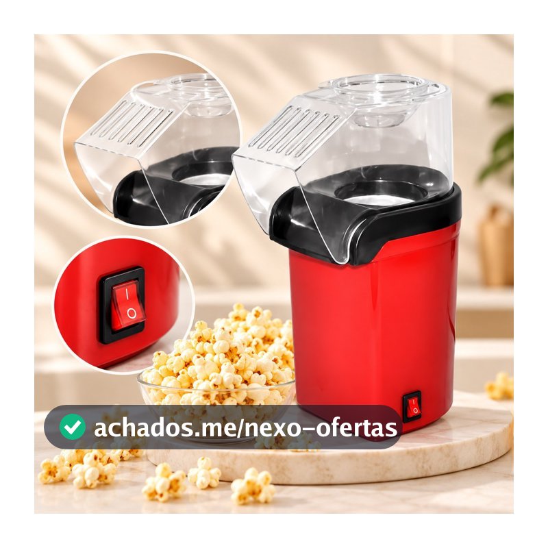 Pipoqueira Elétrica 110V Sem Óleo Popcorn Maker Máquina de Fazer Pipoca Rápida Prática para Casa