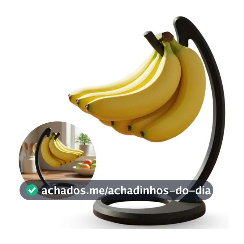 Suporte Mesa Fruteira Gancho para Pendurar Bananas Multiuso Preto