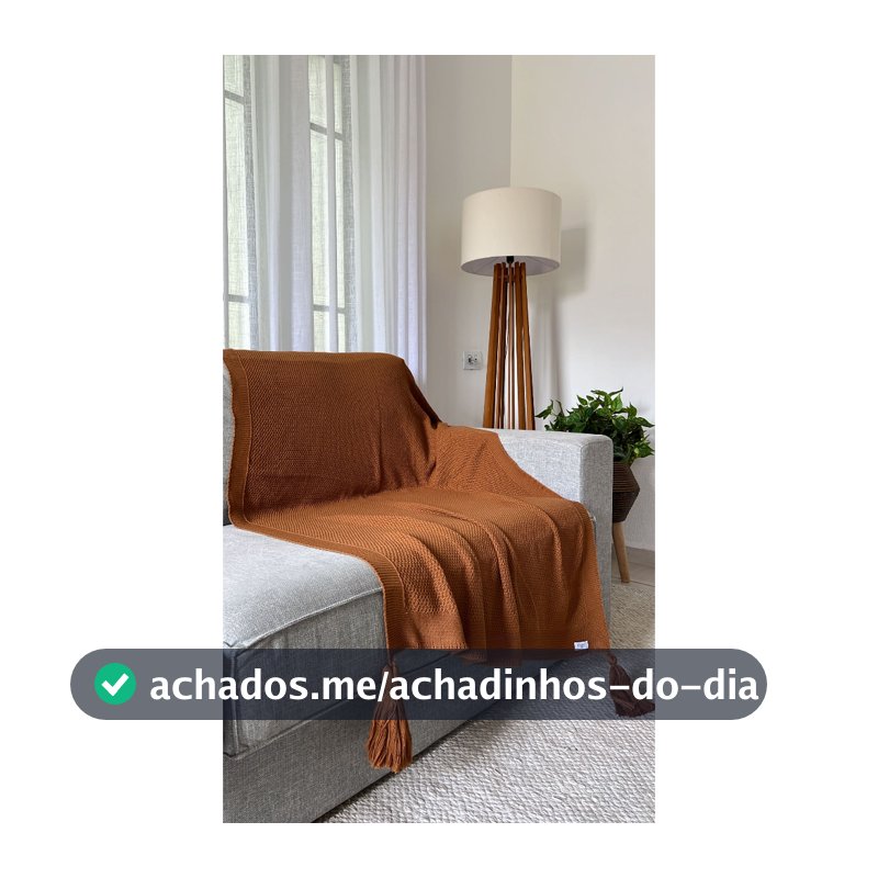 Peseira Manta Decorativa Pompom Sofá Sala Cama Luxo Tricot 150x90cm