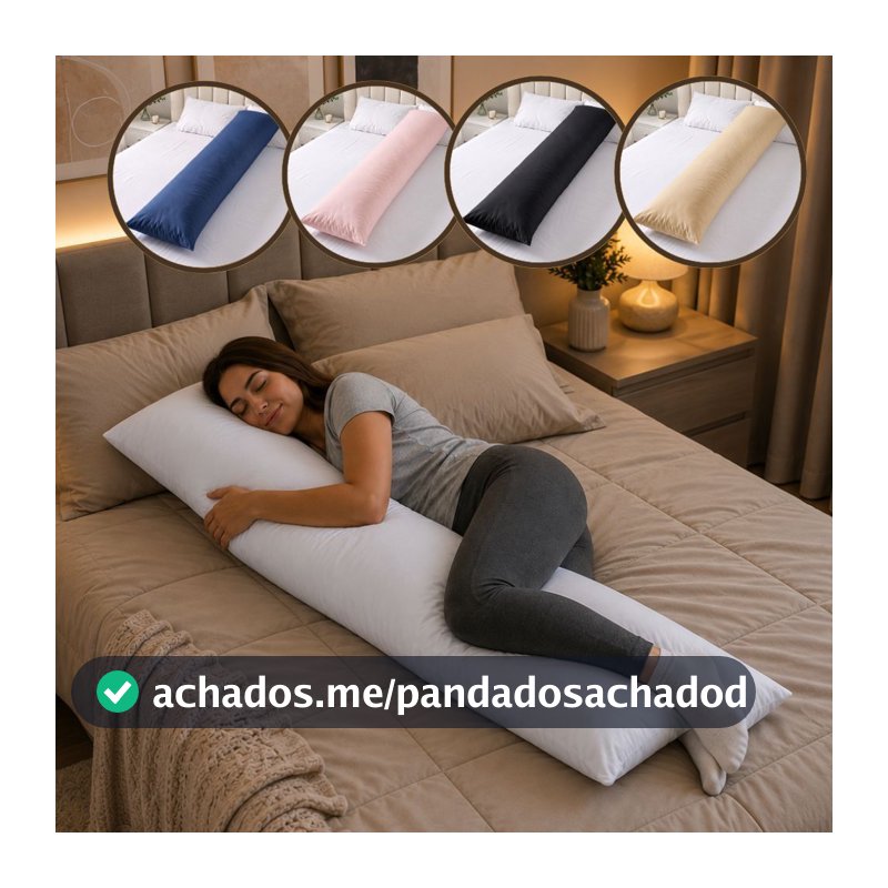 Kit Travesseiro de Corpo e Fronha Body Pillow Conforto Xuxão Grande Macio C/ Ziper 400 Fios