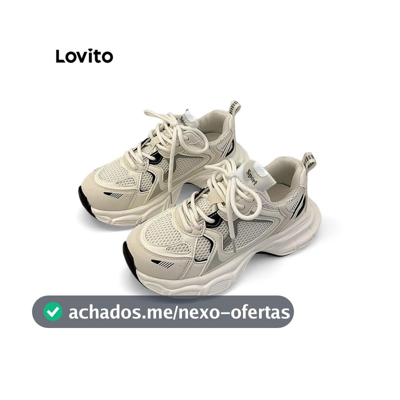 Lovito Casual Tênis Feminino Liso Respirável e Leve de Sola Alta Branco Combina com Tudo para Outono e Inverno LFA40382