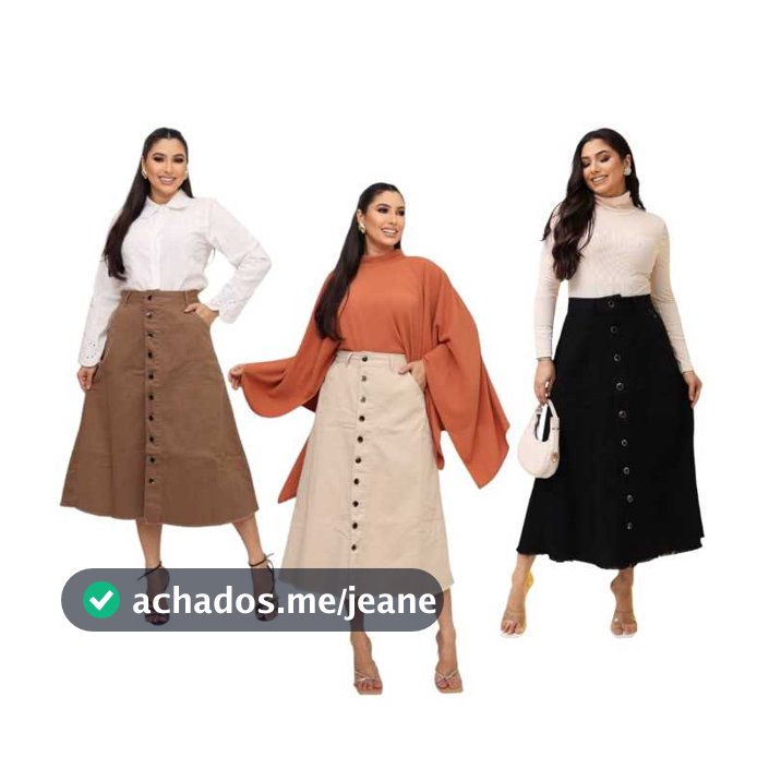 Saia Jeans Longa Feminina Moda Evangélica Cristã