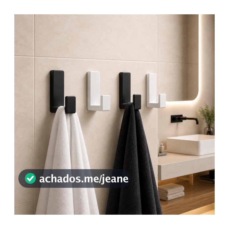 Kit Gancho Multiuso Adesivo Porta Toalha Roupão Bolsa Chave Banheiro Cozinha Fita 3M Forte