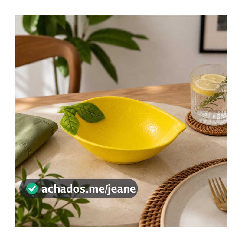 Pratinho Bowl Médio Limão Siciliano Cerâmica Porta Joias Petisqueira Decorativo