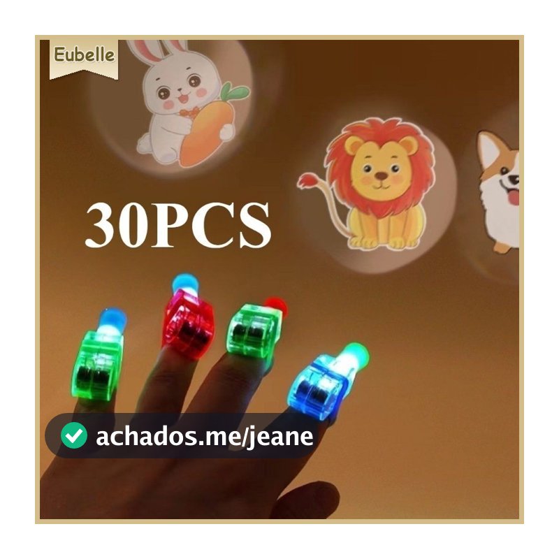 Kits30 Lâmpada De Projeção Dedo Vários Padrões Desenho Festa Anel Divertido
