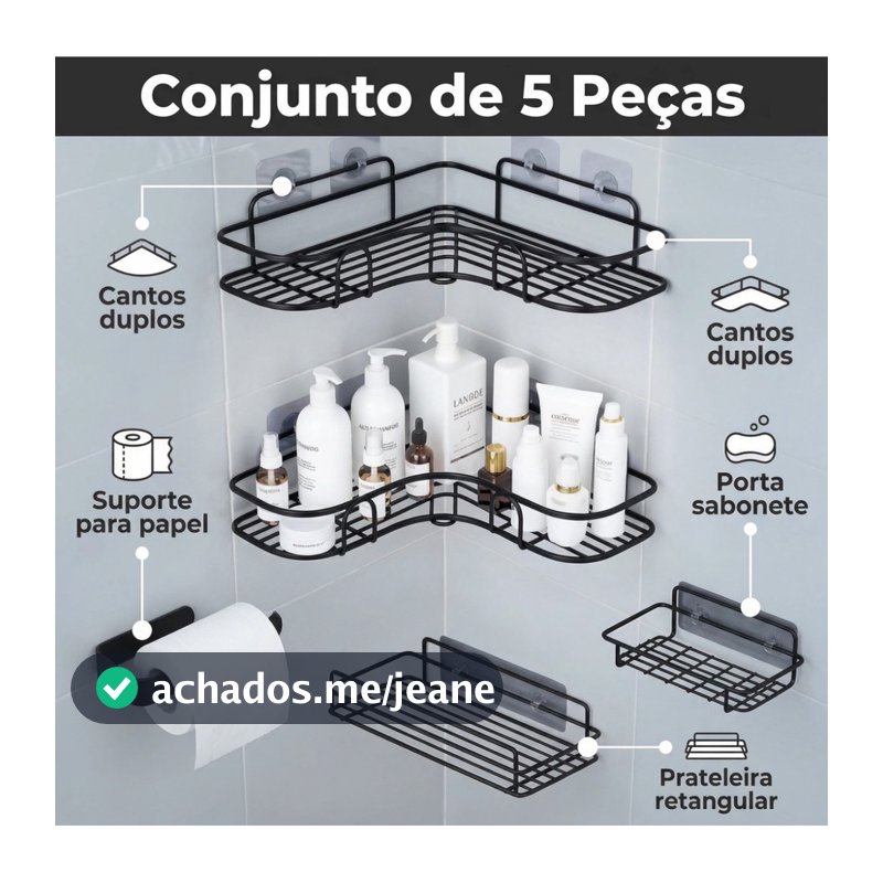 Kit De 2/3/4/5 Suportes Porta Shampoo Organizador De Metal Para Banheiro Cozinha Prateleira Com Adesivos