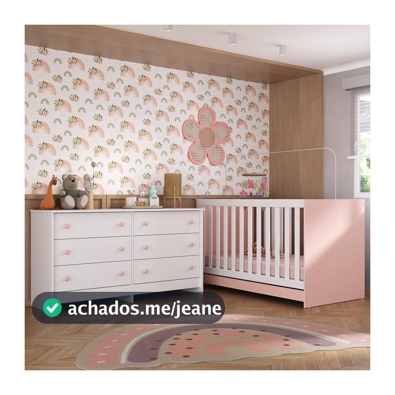 Berço 3 em 1 com Colchão Incluso e Cômoda Doce de Leite Multimóveis MP4298