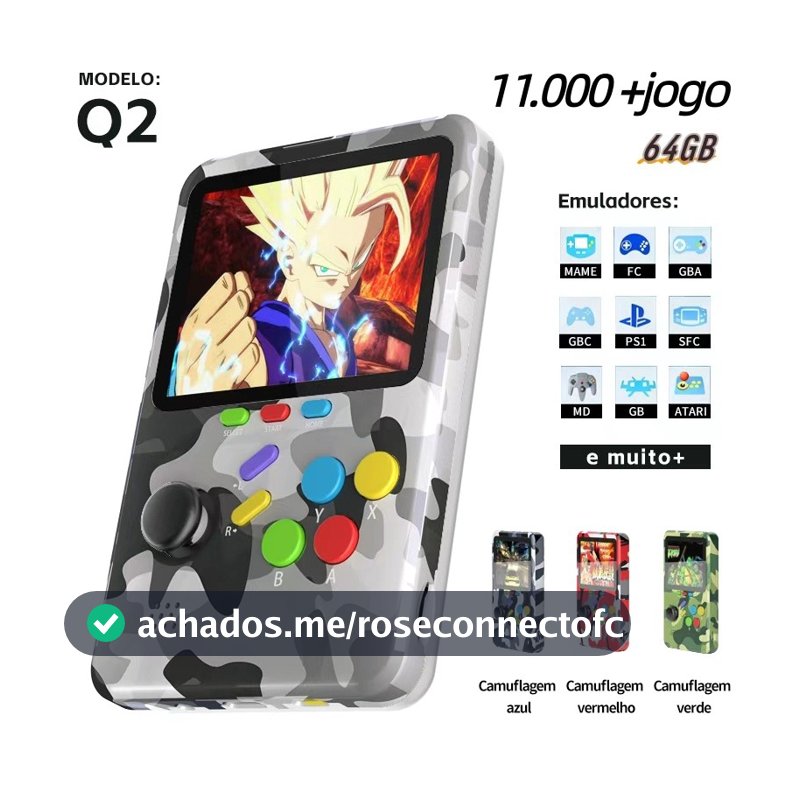 Console Portátil Q2 + de 11.000 Jogos Vídeo Game Tela IPS 3.0 Polegadas,Várias cores disponíveis-cor aleatória