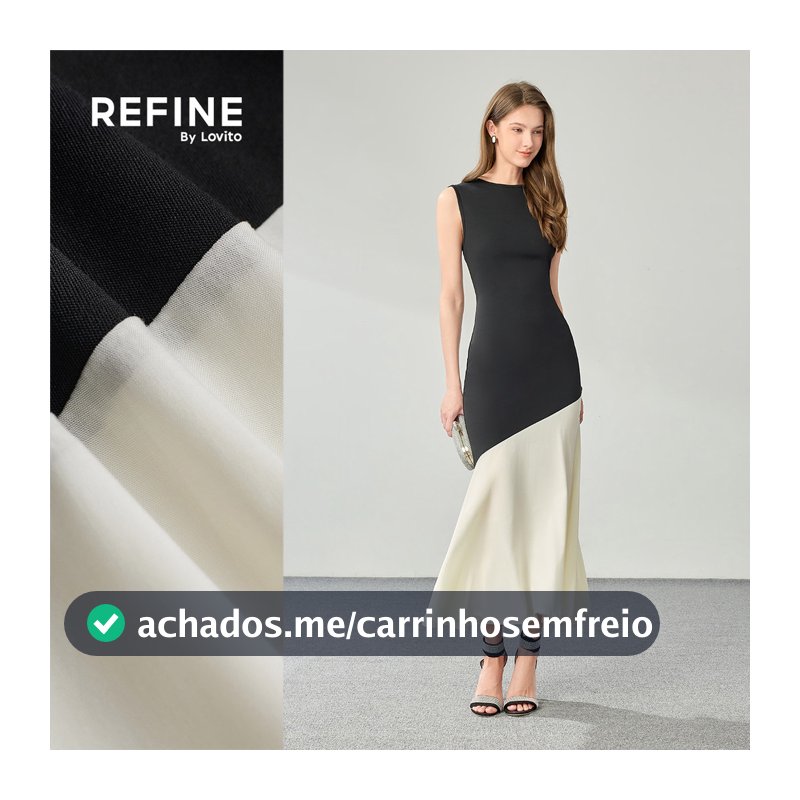 (Refine by Lovito) Nacional Vestido Feminino Elegante Patchwork Assimétrico LR1ED028
