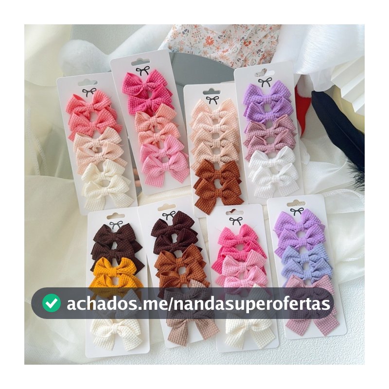 Kit 6 PRENDEDORES LAÇOS Clipes de Cabelo para Meninas Headwear Acessórios Feitos à Mão