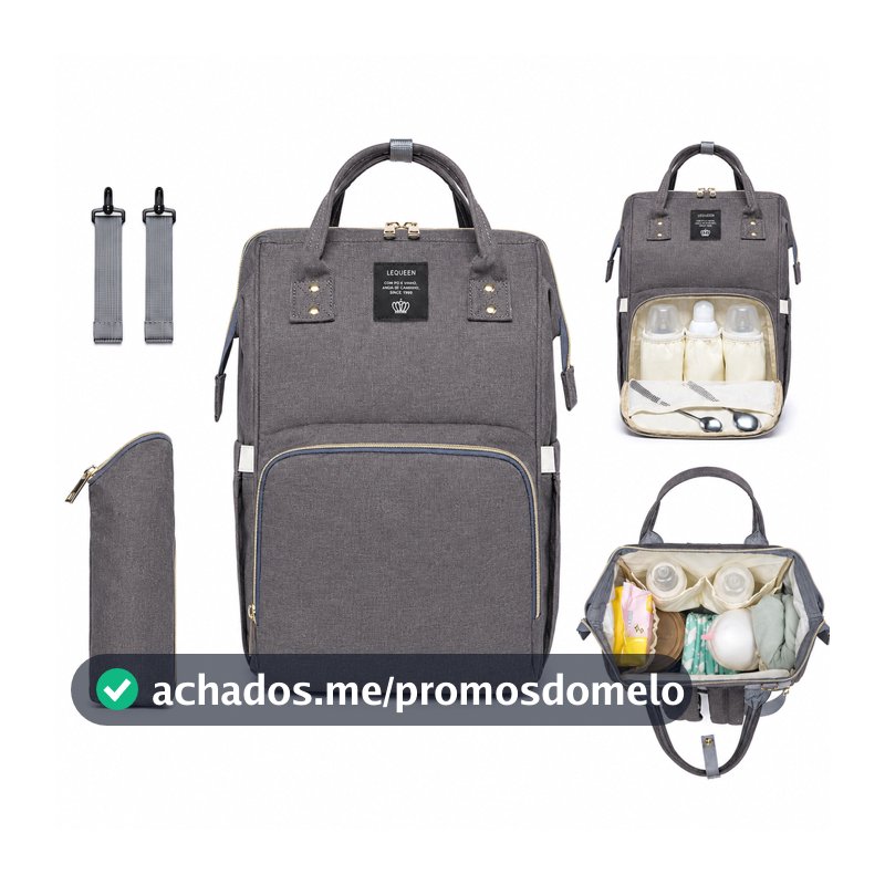 Mochila Maternidade Lequeen Mamãe Bebê Passeio Viagem Com Bolso Térmico