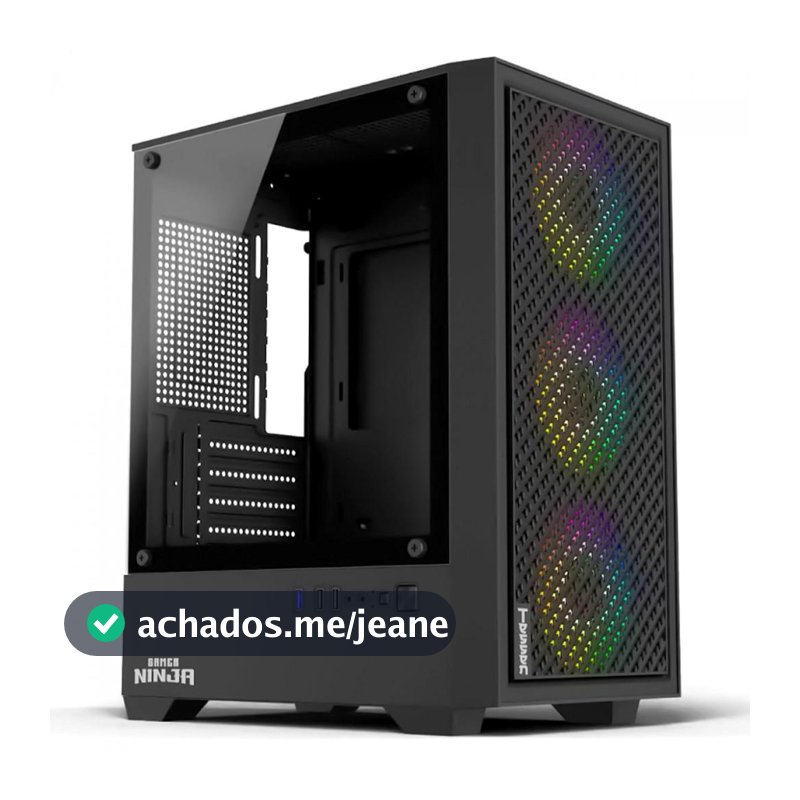 Gabinete Gamer Ninja Tessen, Mid Tower, Vidro Temperado, M-ATX,3 Fans Rainbow, Sem Fonte,GN-CS-MTBSF