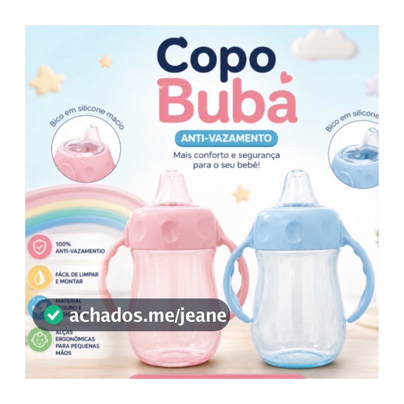 Copo Para Bebê Anti-vazamento Com Alça Bico Silicone Super Macio E Tampa Buba Lançamento