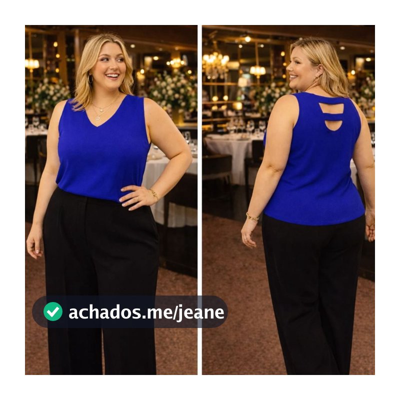 Blusa Regata Duna Plus Size Feminina Decote V G1 G2 G3 Alça Larga Verão Basicas Confortavel Gordinha