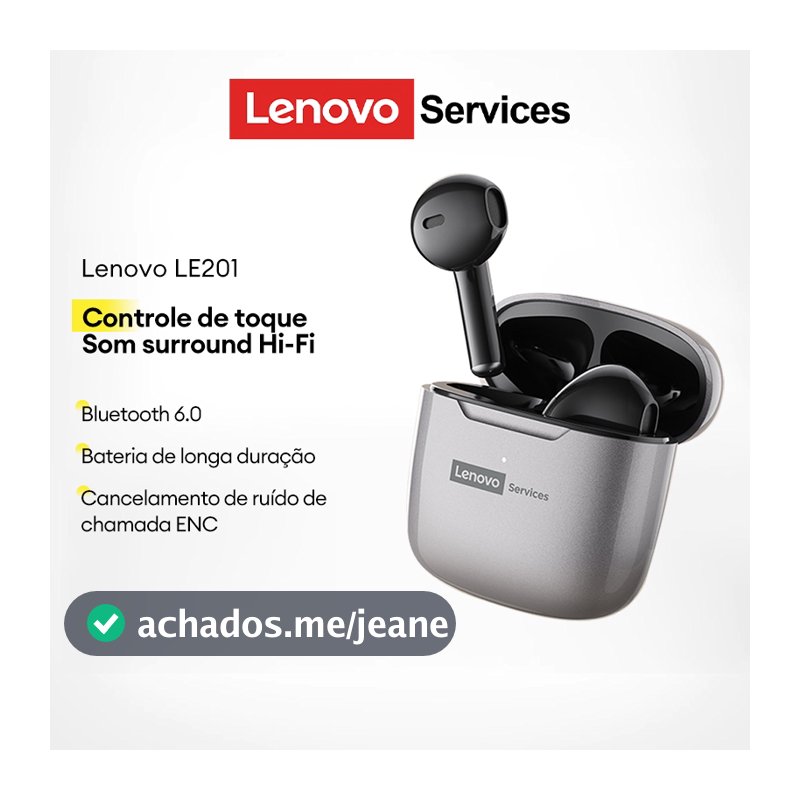 Lenovo LE201 Bluetooth 6.0 Fones De Ouvido Alta Fidelidade Qualidade Som Toque Inteligente