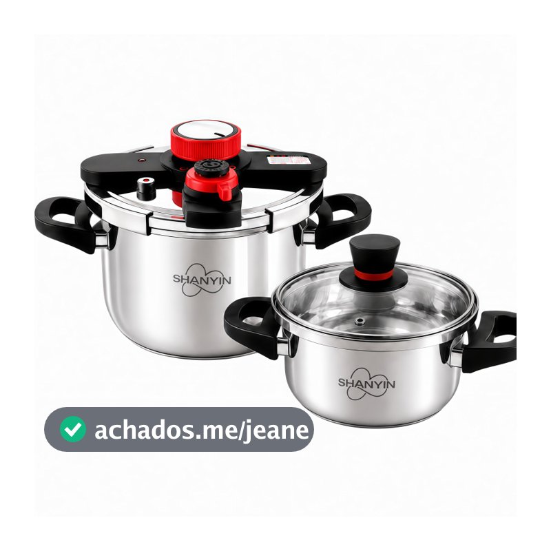 Panela de Pressão Inox 304 6L 7L 10L Aço Reforçado 3 Níveis de Pressão Cozimento 3x Mais Rápido