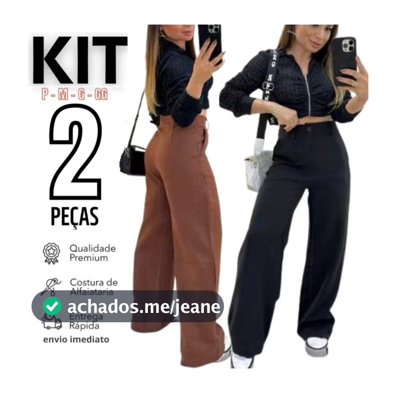 Kit 2 Calça Alfaiataria PREMIUM Cintura Alta Com Bolso PROMOÇÃO ENVIO IMEDIATO