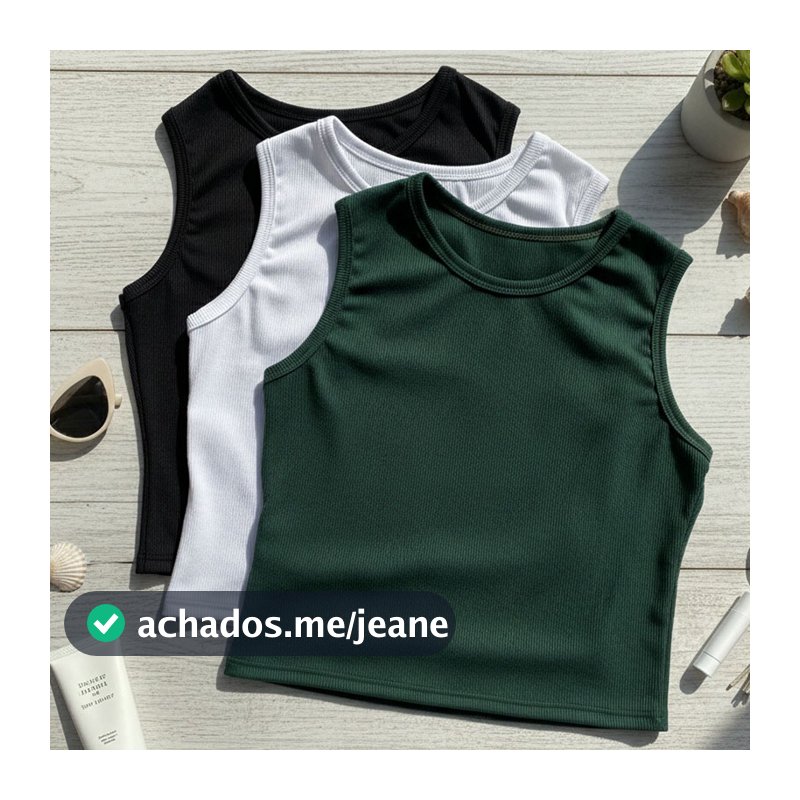 Kit 3 Cropped Feminino Canelada Regata Feminina Básica Feminina Crooped Regatinha Cropet canelado básico