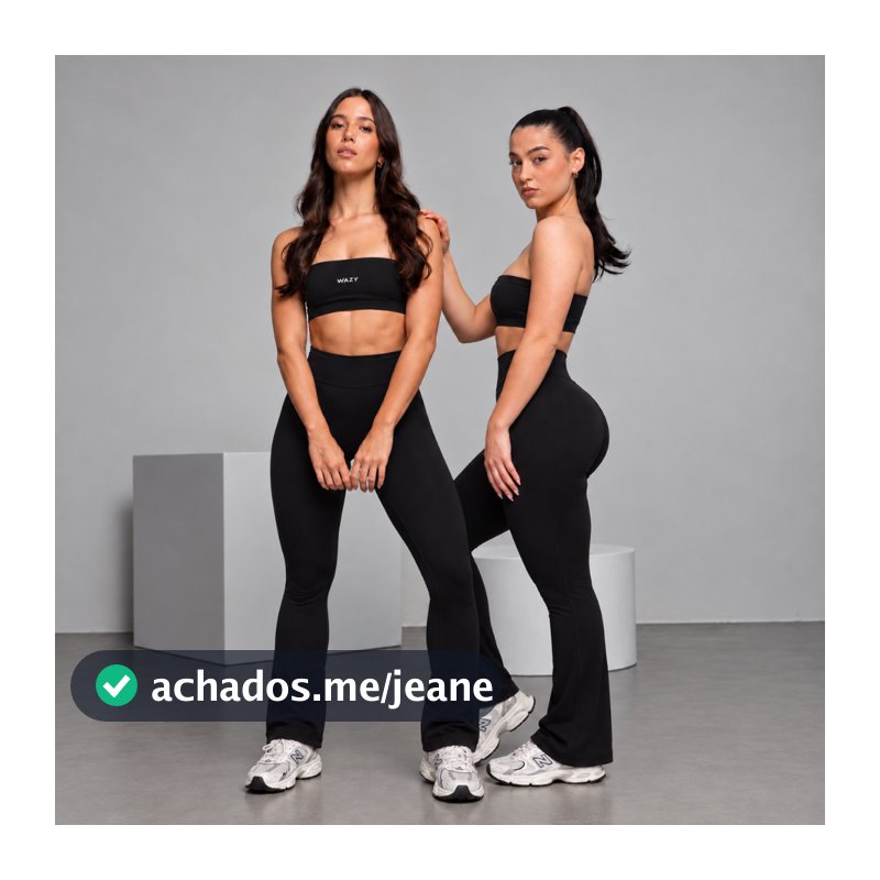 Conjunto Feminino Academia Calça Flare e Top Faixa Fitness Suplex Premium Zero Transparência Wazy