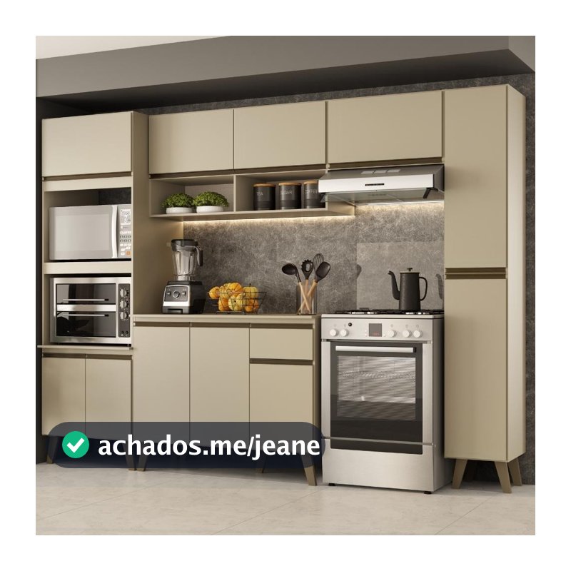 Armário de Cozinha Completa Atlanta Plus Amêndoa