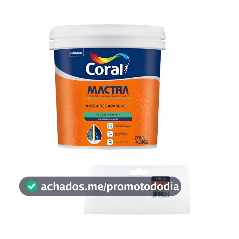 Massa Seca Parede Reparo De Parede Com Umidade Mactra 4,5kg + Espatula 20cm x 8,8cm