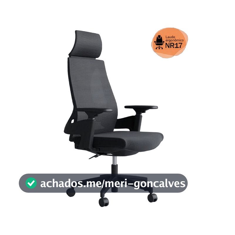 Cadeira de Escritório Presidente Ergonômica Giratória Modelo Toledo Cor Preta Certificada NR17
