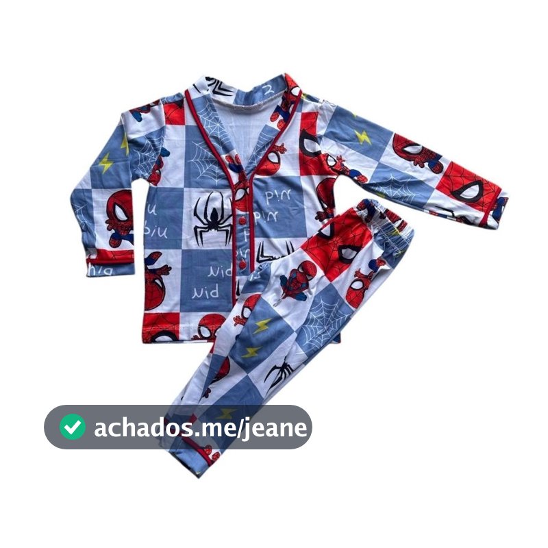 Pijama infantil  Americano Masculino Manga Longa Homem aranha Patrula Canina  Estampa Suede Premium