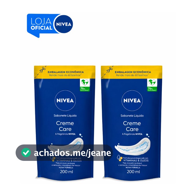 KIT NIVEA Sabonete Líquido Refil Creme Care 200ml - 2 unidades
