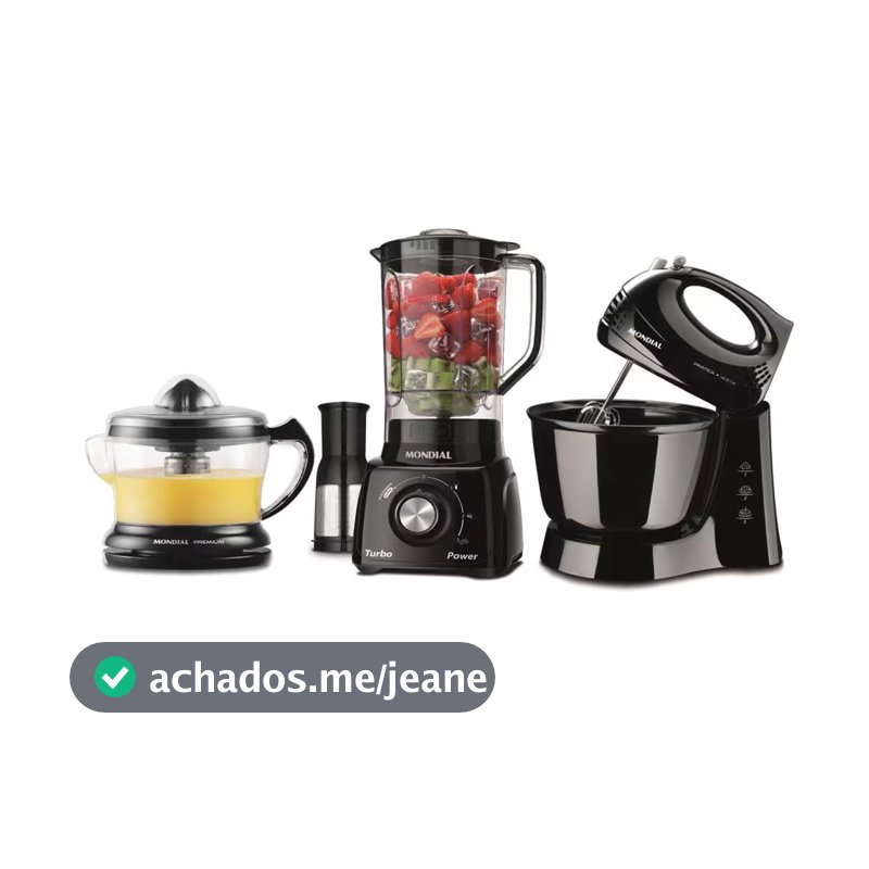 Conjunto Especial KT-105-B Espremedor Premium, Batedeira Prática, Liquidificador Turbo Power Mondial