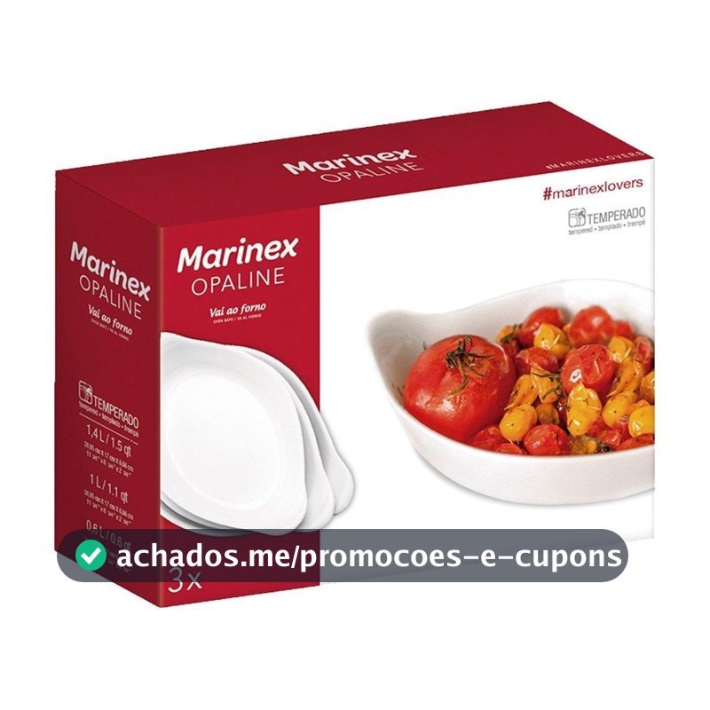 Conjunto Assadeira Marinex Opaline Oval 0,6/1,0/1,4L 3 Peças
