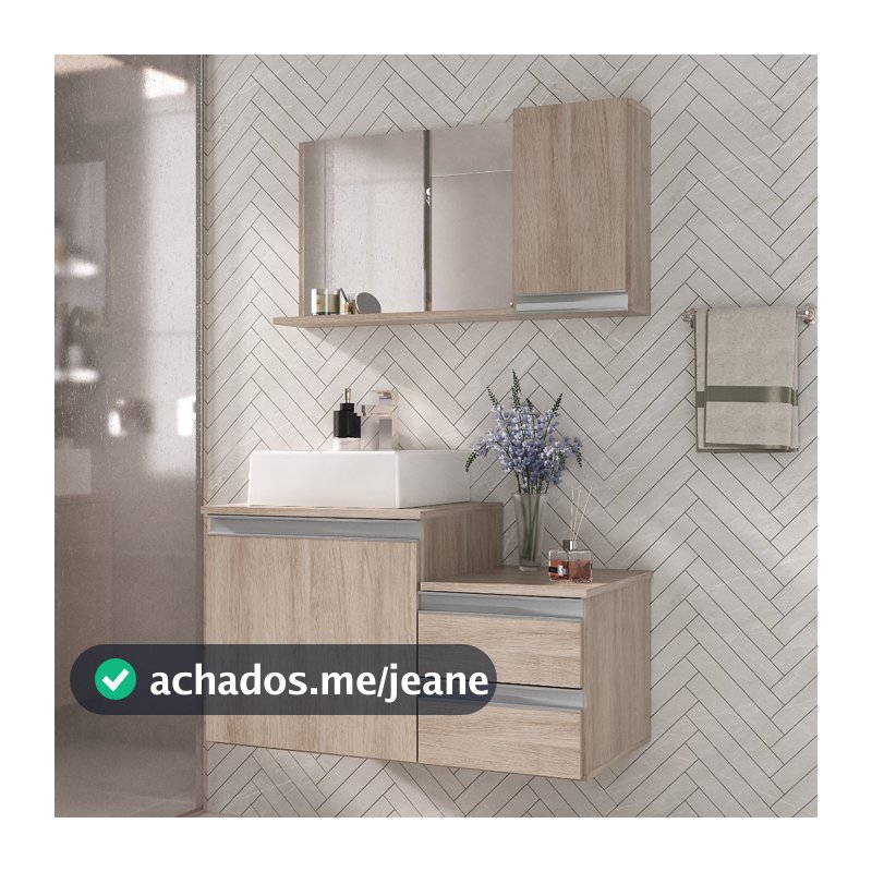 Gabinete Banheiro CROSS 80cm (gabinete+cuba+espelheira)