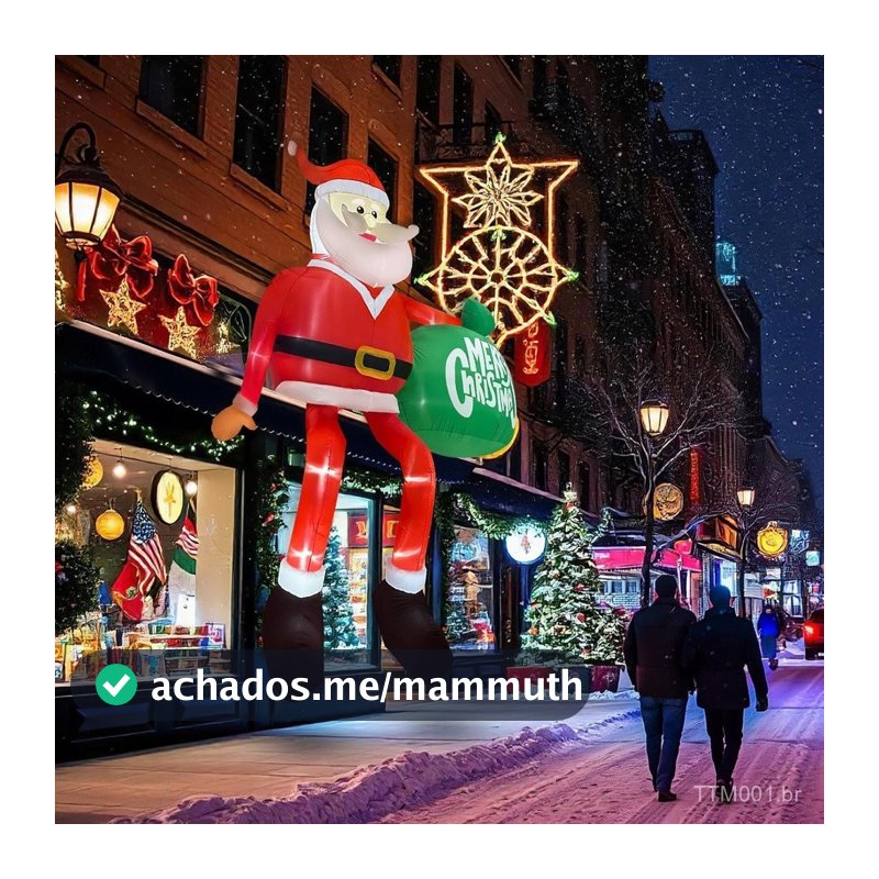 Boneco Papai Noel Inflável 1,30m com LED Interno Bivolt Natal Decoração Externa e Interna