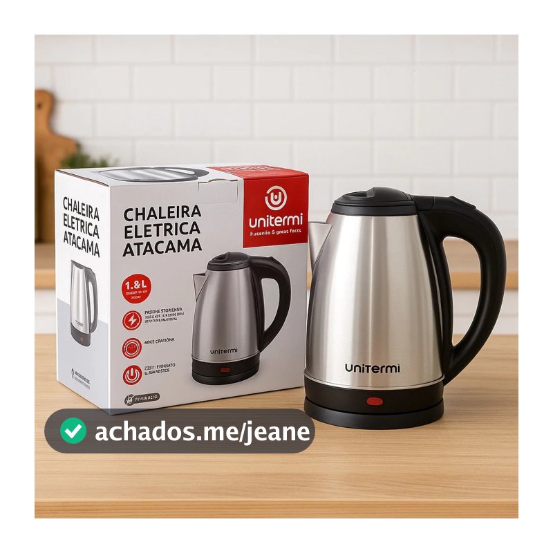 UNITERMI Chaleira Elétrica 1,8 Litros Inox Ideal para Chá, Café e Chimarrão