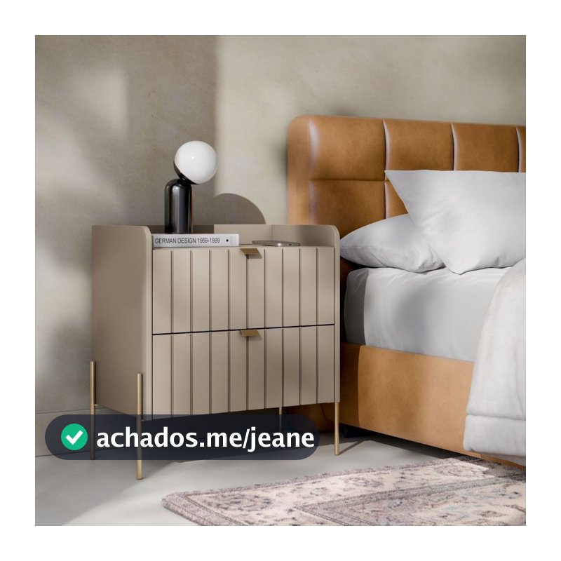 Mesinha De Cabeceira Vênus 60cm De Largura Com Pés Em Aço Carbono Dourado
