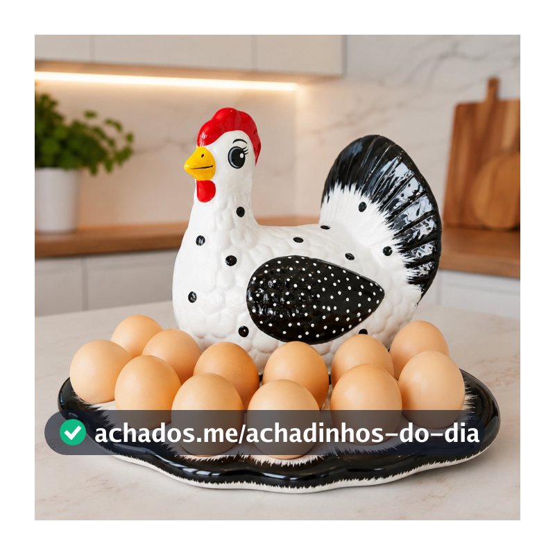Enfeite para Cozinha Porta Ovo de Cerâmica Suporte 12 Ovos