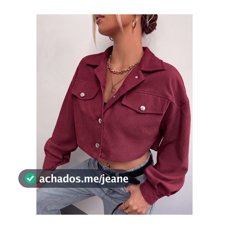 Jaqueta Feminino Casaco Cotelê Veludo Canelado Blusa Botões Bolsos Fake Casual Frio Inverno