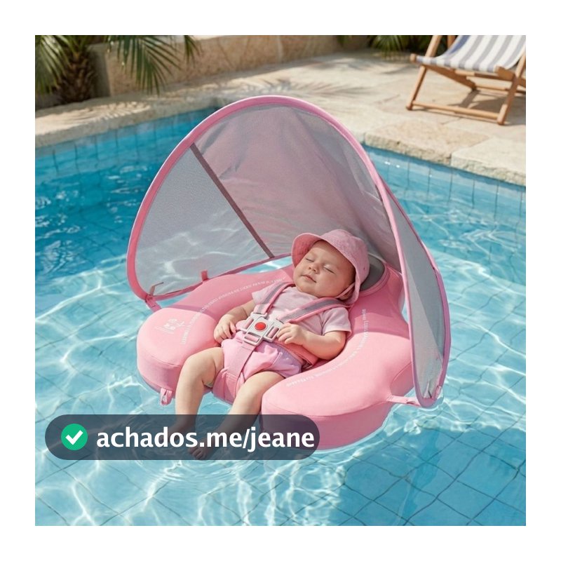 Bóia Flutuador Piscina para Segurança do Bebê com Proteção UV Rosa e Azul