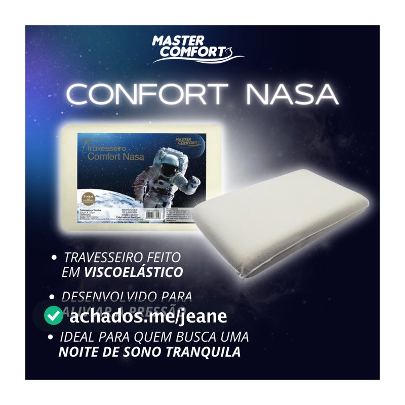 Travesseiro Comfort Nasa Viscoelástico Master Macio Alto Antialérgico Anti Ácaro 50x70cm