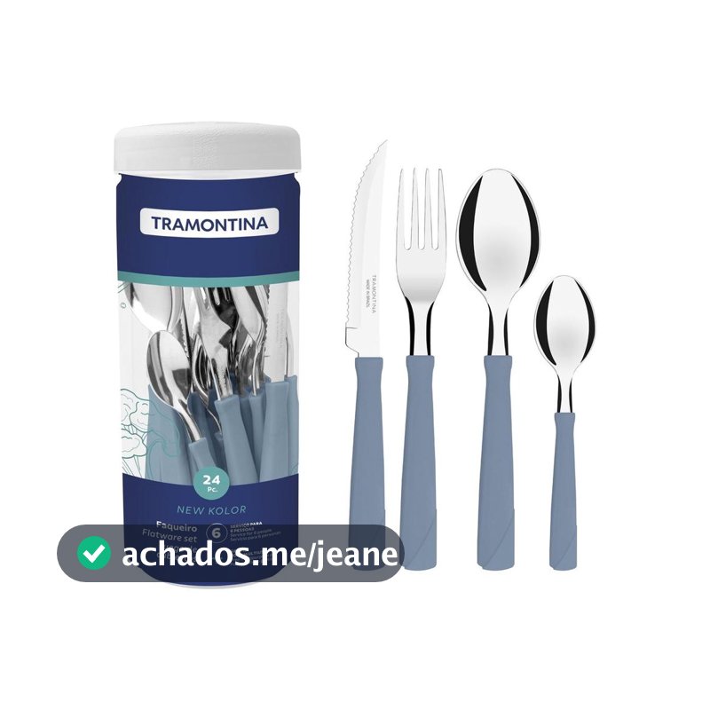 Faqueiro Tramontina New Kolor 24 Peças Aço Inox Azul